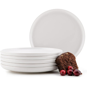 Консімо. Тарілки для сніданку на 6 персон - Набір з 6 тарілок для тортів - Керамічні десертні тарілки - VICTO Modern Small Тарілки - 20 см - (Білі)