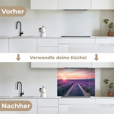 Кухонний фартух 60x80 см Самоклеючий настінний захисний екран для кухні Кухонний фартух Кухонні фасади Кухонні фартухи Кухонна стіна Вода - Пейзаж - (Лавандовий - Фіолетовий, 60 x 80 см)