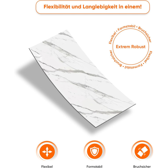 Стінові панелі IZODEKOR під мармур 60x120 см Панель для кухонного фартуха ПВХ-облицювання стін для кухні, ванної кімнати Бризкозахисний екран для кухні Водонепроникний та термостійкий ( панель, новий колір Ice Berg Grey)