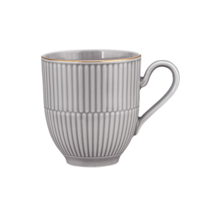 Кружка с ручкой 0,35 л, серая с золотистым ободком Amina Silbergrau Goldrand Seltmann Weiden