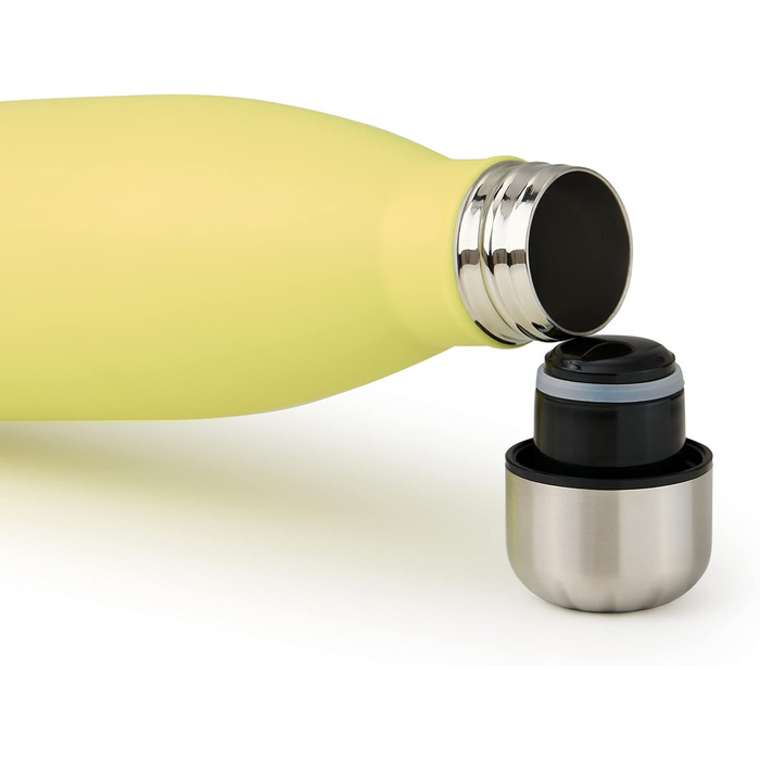 Пляшка для води Blumtal з нержавіючої сталі - Герметична ізольована пляшка - Пляшка для води без бісфенолу А для гарячого та холодного використання - Двостінна ізольована пляшка - Ізоляційна пляшка, стійка до іржі, дерево/срібло (10 - Нова жовта - Жовта, 
