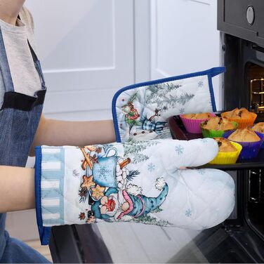 Набір з 2 кухонних рукавичок та тримача для каструлі Arquiel Gnome Autumn Orange Checked, 100 бавовняні кулінарні рукавички, термостійкі кухонні рукавички для приготування їжі, осінній декор, подарунки для жінок (зимовий гном, духовка тримач для каструлі)