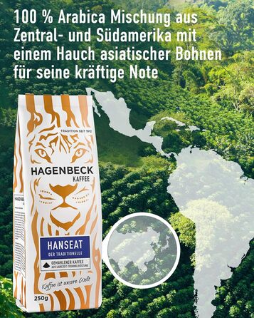 Кава - Кав&39ярня - Смажена кава - Мелені кавові зерна - 250 г - 100 арабіка - Ароматна - Традиційна кавова суміш (Hanseat, 250 г (1 упаковка))