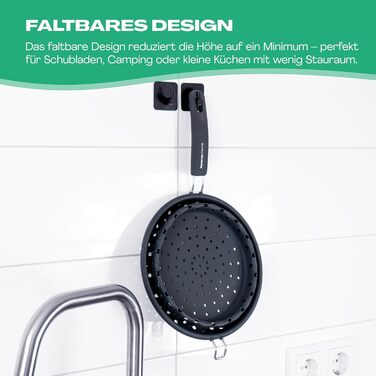 Складаний силіконовий кухонний друшляк з ручкою Netrox