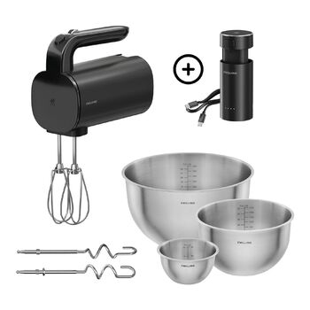 Стартовий набір бездротового міксера із зарядною станцією та мисками з нержавіючої сталі, 7 предметів, чорний Zwilling