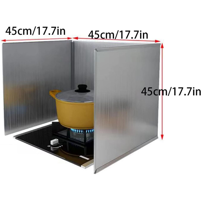 Кухонний фартух, складана стінка, захист від бризок, масляний бар&39єр, плита, складаний, нержавіюча сталь, жироварка, кухонний фартух (45x45x45 см)