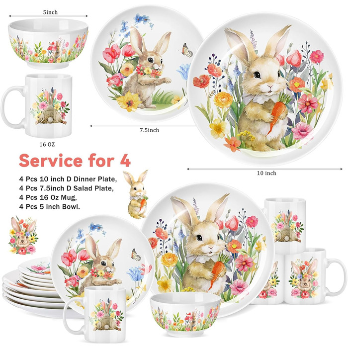 Набір посуду з 16 предметів до Великодня Zhehao