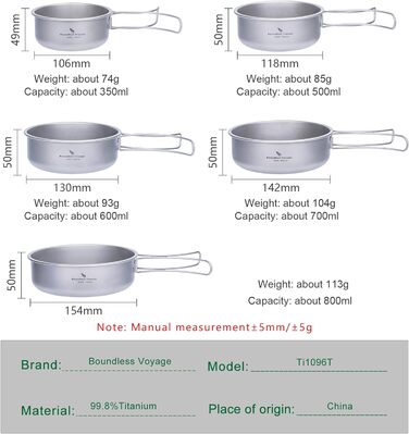 Портативний кухонний набір посуду сковорідки 350 мл 500 мл 600 мл 700 мл 800 мл. 5 шт. iBasingo