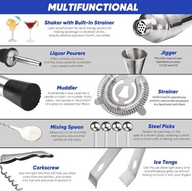 Набір бармена для коктейлів 14 предметів Touch of Mixology