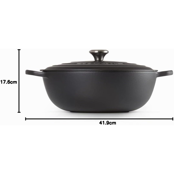 Чавунна каструля Le Creuset Signature La Marmite, 32 см, 4,1 л, підходить для всіх типів плит та індукції (матовий чорний)