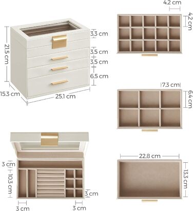 Органайзер для ювелірних виробів 4-рівневий хмарно-білий SONGMICS