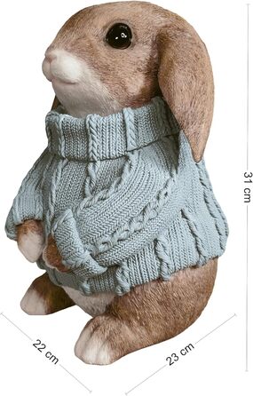 Декоративні фігурки великоднього зайчика у светрі світло-блакитні colourliving