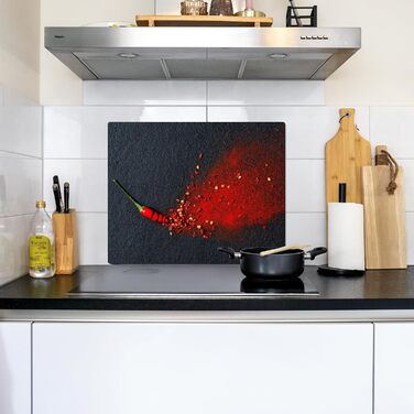 Фартух для плити, кухонний фартух, вініл, 78x52 см, декор для кухні, облицювання стіни, кришка для плити - сіро-чорний (перець-трави, 52Д x 65Ш см)