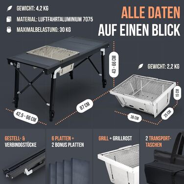 Кемпинговый стол со встроенным грилем Castra Camping Gear