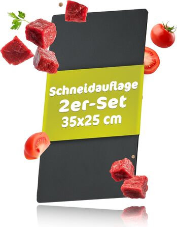 Обробна дошка RSLE Basic Line - 39 x 26 см, високоякісна бамбукова обробна дошка з жолобком для соку та нековзними гумовими ніжками, може використовуватися як дошка для нарізання та подачі, міцна дерев&39яна дошка для кухні (комплект з 2 шт. , 35 Д x 25 Ш