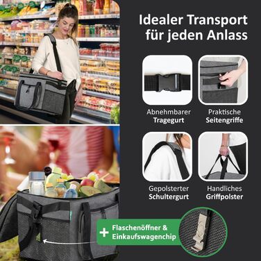 Велика складна термосумка 30 л сіра COTTARA