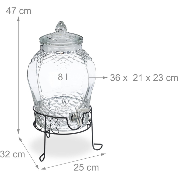 Диспенсер для напитков с стойкой 8 л Relaxdays