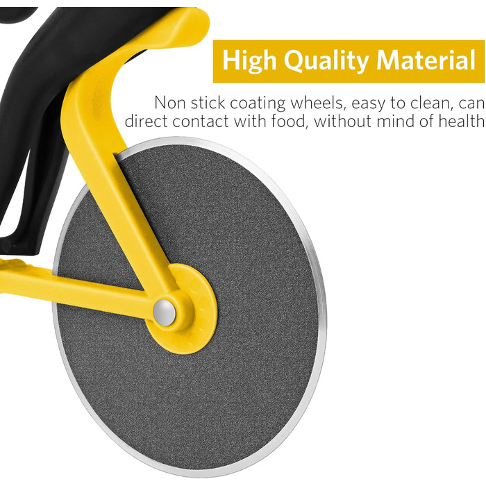 Резак для пиццы в виде велосипедиста с подставкой, желтый KUONIIY