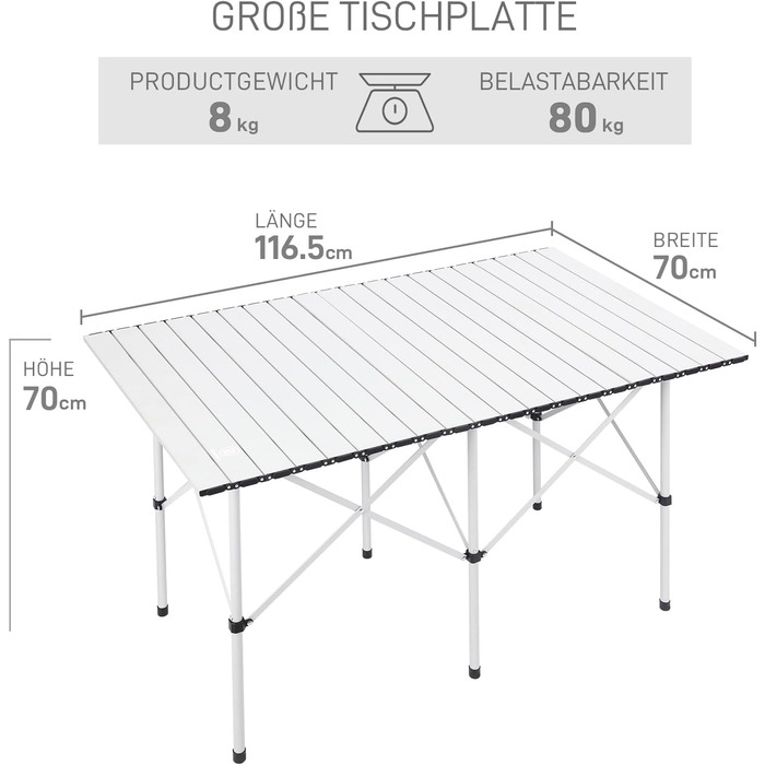 Складной кемпинговый стол белый EVER ADVANCED