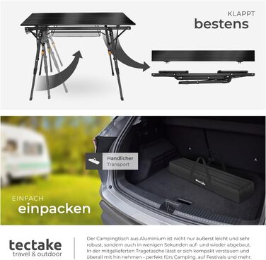 Складной алюминиевый стол для кемпинга 90 x 52 см tectake