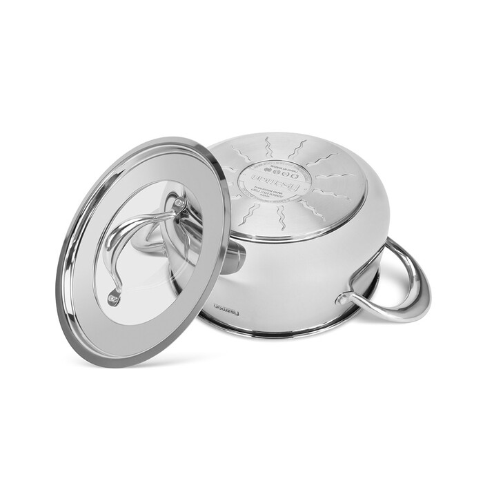 Каструля Fissman ABSOLUTE PRO 20x10 см / 3,2 л зі скляною кришкою нержавіюча сталь (5546)