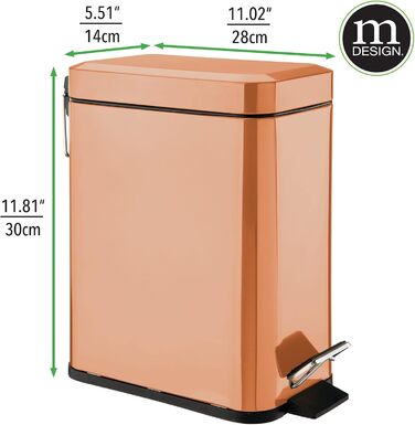 Педальний відро для сміття 5 л, мідний mDesign
