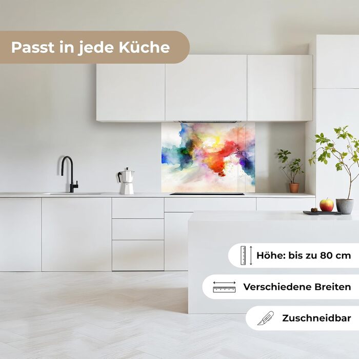 Кухонний фартух 60x80 см Самоклеючий настінний захисний екран для кухні Кухонний фартух Кухонні фасади Кухонні фартухи Кухонна стіна Вода - Пейзаж - (Акварель - Веселка, 60 x 80 см)