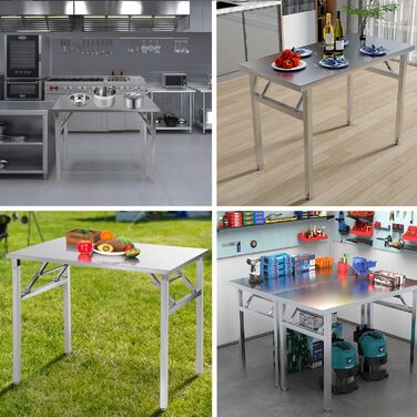 Складаний стіл з нержавіючої сталі 100 x 60 х 86 см FINEUNAN