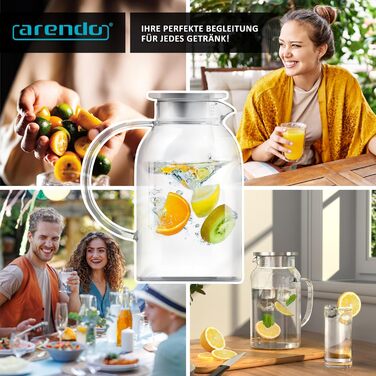 Скляний глечик з кришкою з нержавіючої сталі 2,3 л Arendo
