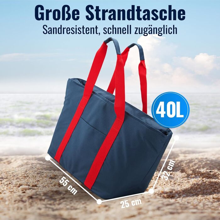 Сумка-холодильник Achilles, сумка для відпочинку з відділеннями для пляшок, сумка-холодильник, пляжна сумка, сумка для покупок, 55x25x32 см, червона