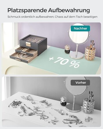 Шкатулка органайзер для ювелирных изделий 3-уровневая темно-серый SONGMICS