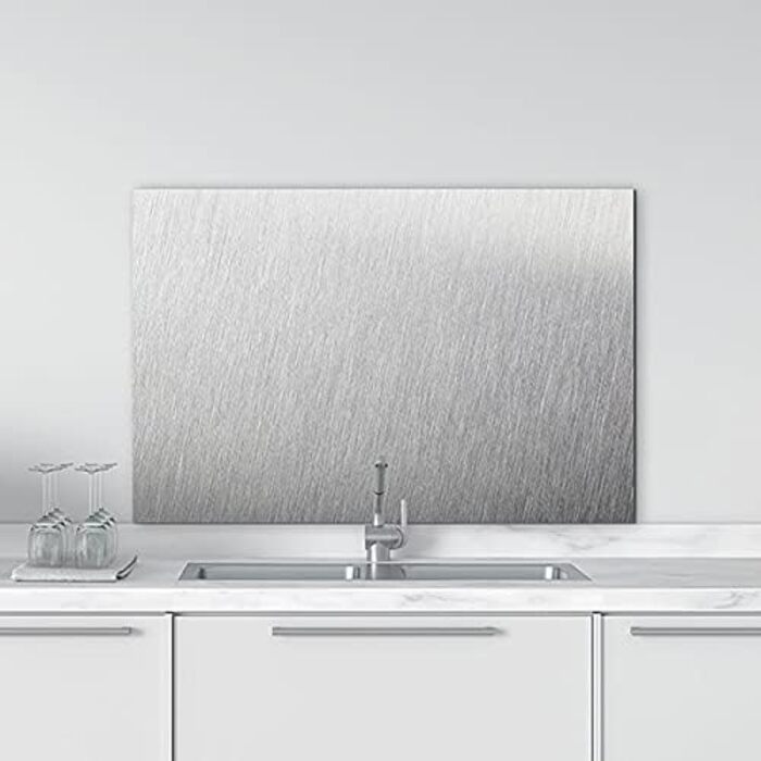 Алюмінієвий кухонний фартух, виготовлений в Італії, захищає плиту та стіну, миється та легко встановлюється, металевий фартух, 48 x 72 см (48x72, матовий)