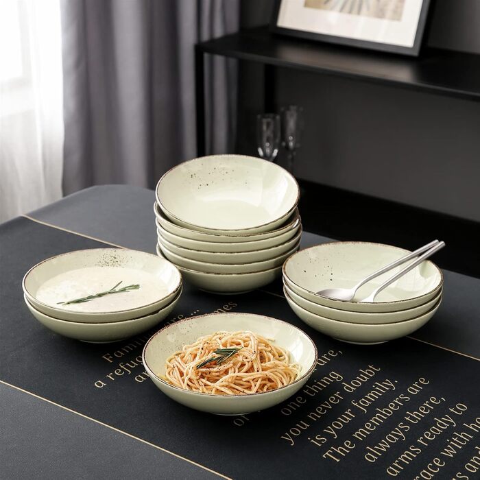 Набір посуду Vancasso на 12 осіб, набір керамічного посуду Navia, комбінований набір з 48 предметів з обідніми тарілками, салатницями, мисками та чашками, вінтажний вигляд, натуральний дизайн