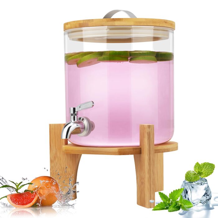 Диспенсер для напитков стеклянный с краном 5 л Hiziwimi