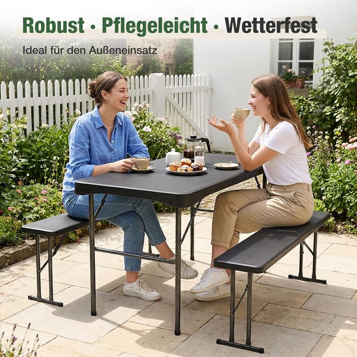 Складний пластиковий набір зі столу та 2 лавки Sekey