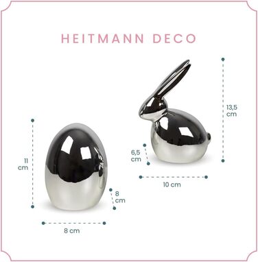 Набір декоративних елементів Heitmann керамічна пасхальна прикраса під порцеляну, для встановлення, біла, приблизно 12,5 x 10,5 x 8 см (яйце та кролик)