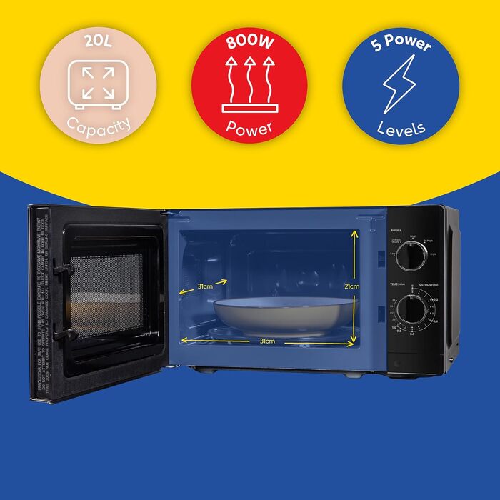 Мікрохвильова піч 20 л, 800 Вт чорний RHM2027B Russell Hobbs