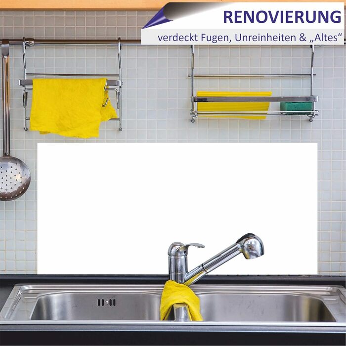 Кухонний фартух INDIGOS UG для плиткового фартуха - - - Термостійкий алюмінієвий композитний бризкозахисний екран - Сучасний кухонний фартух, що протирається - Плита та духовка - Облицювання стін (Білий, 100x55 см)