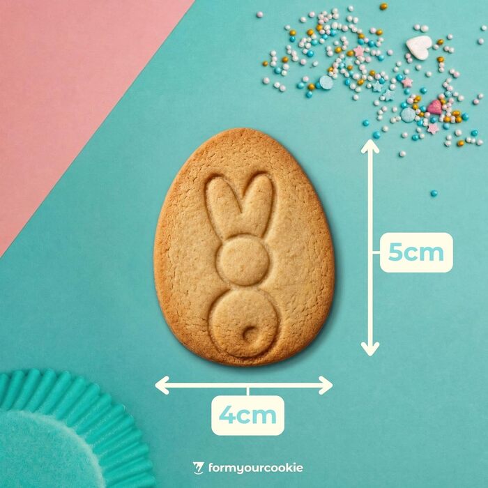 Набір із 3 формочок для пасхального печива, смугастий візерунок у формі пасхального яйця, кролик, 2 в 1 зі штампом, 5 x 4 см, можна мити в посудомийній машині, екологічно чисті, стійкі до іржі (пасхальне яйце кролик 1 (5x4 см))