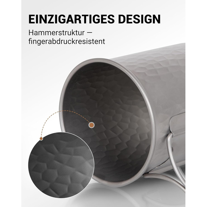 Туристическая кружка из титана с крышкой и складной ручкой 450 мл COOK'N'ESCAPE