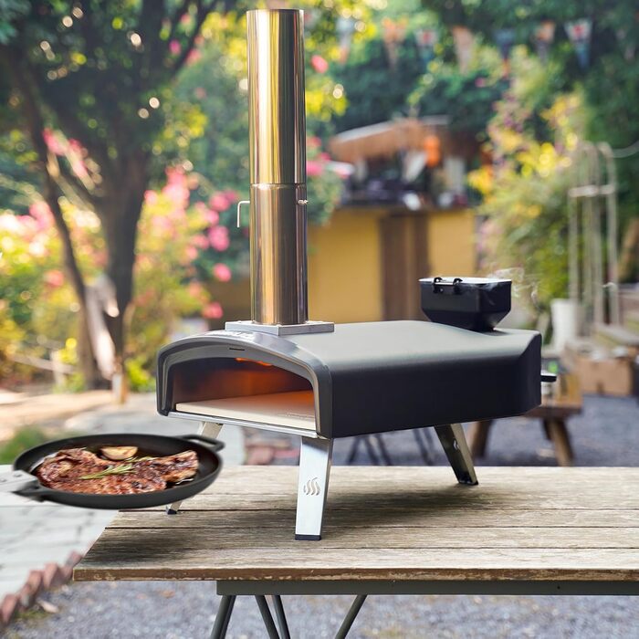 Портативна піч для піци з квадратним каменем 33 см і вбудованою лійкою для пелет Mimiuo