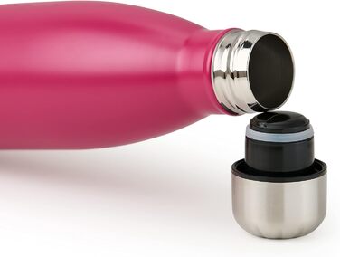 Пляшка для води Blumtal з нержавіючої сталі - Герметична ізольована пляшка - Пляшка для води без бісфенолу А для гарячих та холодних напоїв - Двостінна ізольована пляшка - Ізоляційна пляшка, стійка до іржі, дерево/срібло (15 - Ягідний - Рожевий, 350 мл)