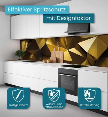 Самоклеючий кухонний фартух - матовий, жорстка бризкозахисна плівка як доступна альтернатива склу, легке встановлення та очищення - висота 60 см - Дизайн Кам&39яна стіна чорного кольору 80 x 60 см (золотий, Ш 340 см x В 60 см, 0,2 мм)