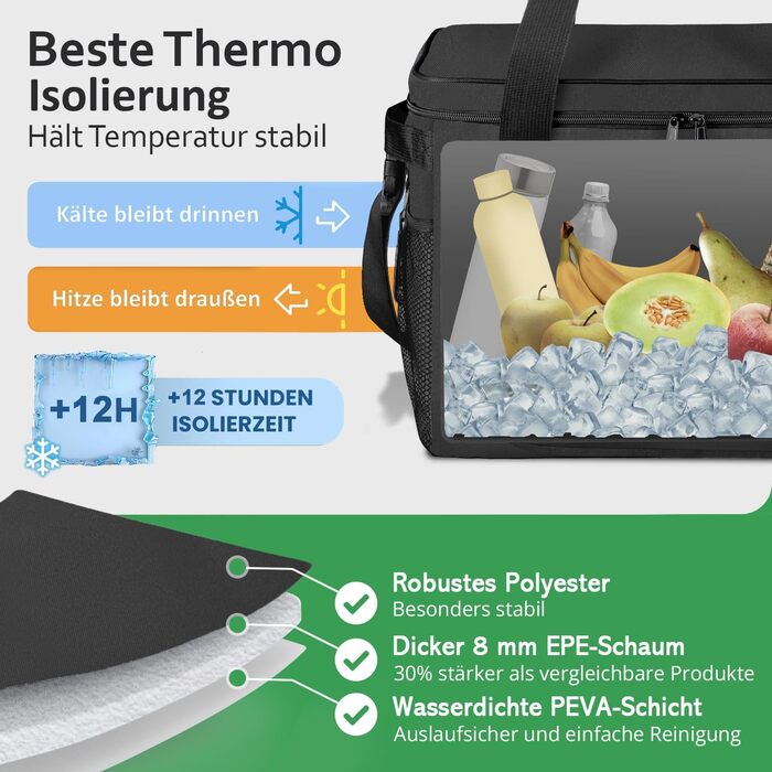 Складана водонепроникна термосумка 30 л чорна COTTARA