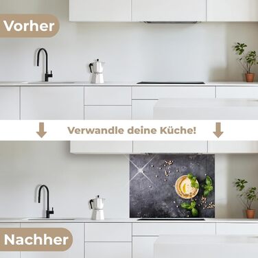 Кухонний фартух 60x80 см Самоклеючий захисний екран для кухні Кухонний фартух Кухонні фасади Кухонні фартухи Кухонна стіна Вода - Пейзаж - (Десерт - Базилік, 60 x 80 см)