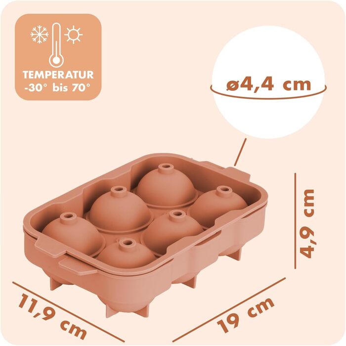 Силіконові формочки для льоду Blumtal, набір з 3 шт. - форма для льоду на 24 кубики з кришкою - силіконова форма для льоду без бісфенолу А - форма для льоду, безпечна для харчових продуктів - сіро-блакитна великі кубики (оливково-зелений червоний, сфера X