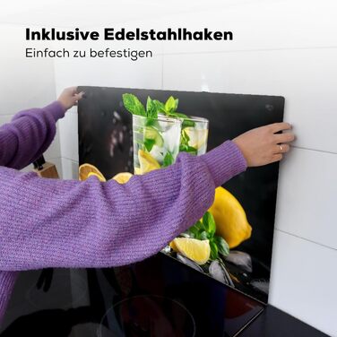 Фартух для плити, кухонний фартух, вініл, 78x52 см, декор для кухні, облицювання стіни, кришка для плити - сіро-чорна (вода-скло, 52Д x 80Ш см)