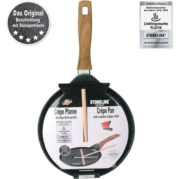 Сковорода для блинчиков с деревянной ручкой 25 см STONELINE