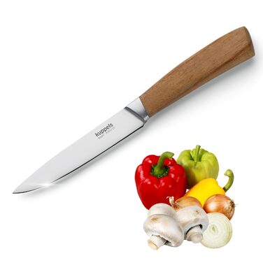 Набір кухонних ножів Kuppels WOOD, 3 предмети ніж шеф-кухаря, ніж універсальний та ніж для овочів з ручкою з акації. Надзвичайно гострий набір ножів з хромо-ванадієвої сталі, професійний набір для обробки овочів та мяса (універсальний ніж).