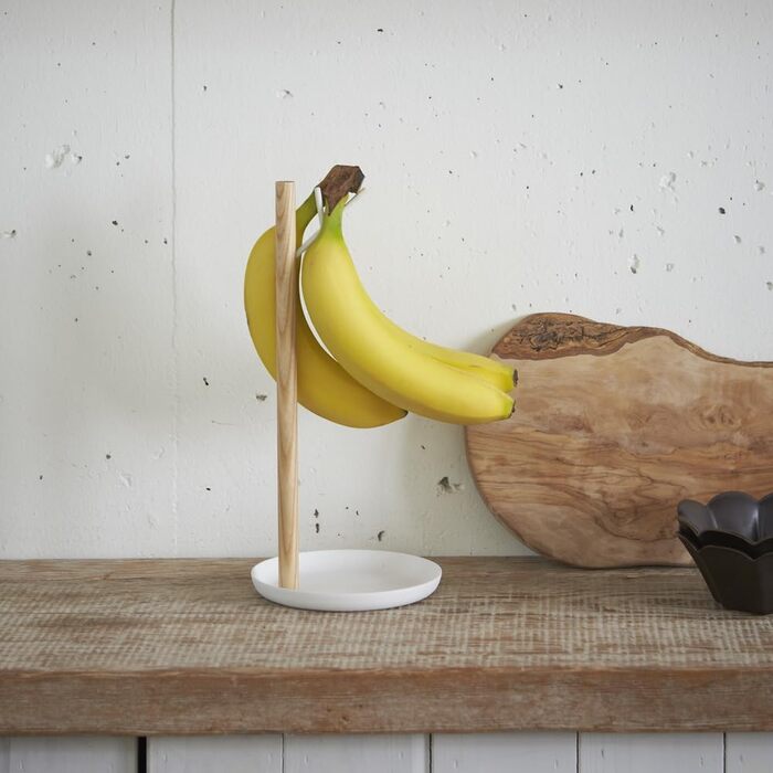 Підставка для бананів Yamazaki 2411 TOSCA, біла, сталь/дерево, мінімалістичний дизайн
